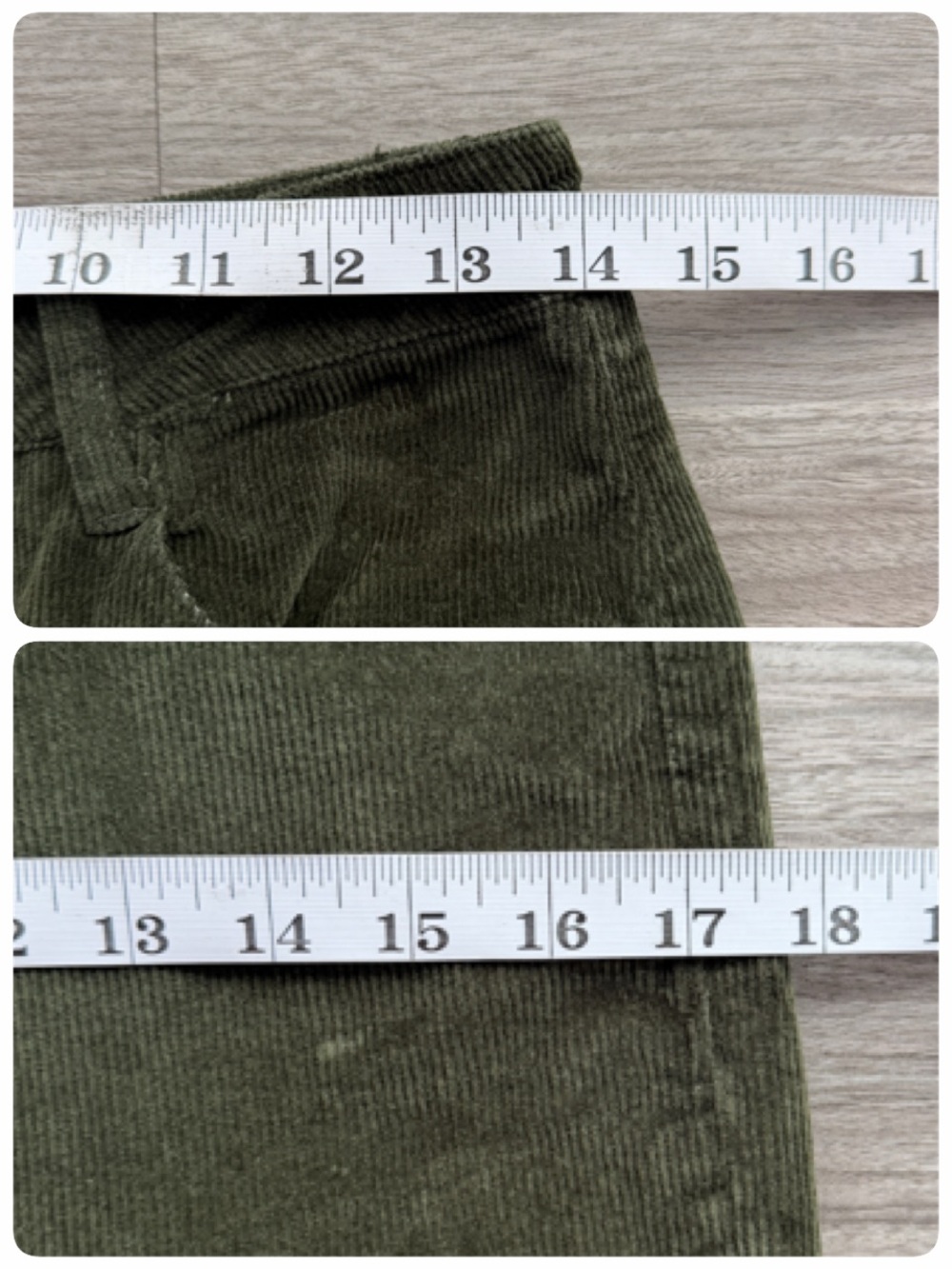 Entro Olive Green Corduroy Wide Leg Crop Pants Frayed Raw Hem Size Medium - Picture 12 of 12